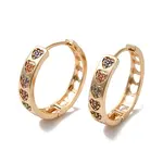 Brass Micro Pave Colorful Cubic Zirconia Hoop Earrings