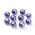Pearlized Dark Blue Handmade Porcelain Round Beads