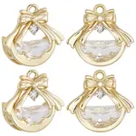 6Pcs Brass Micro Pave Clear Cubic Zirconia Pendants