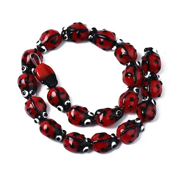 Ladybug Handmade Lampwork Beads Strands