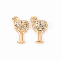 Brass Micro Pave Clear Cubic Zirconia Charms