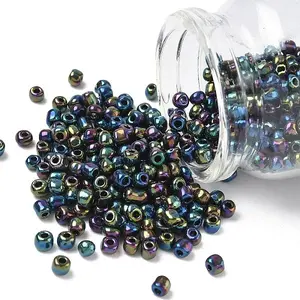 6/0 Electroplated Iris Round Glass Seed Beads