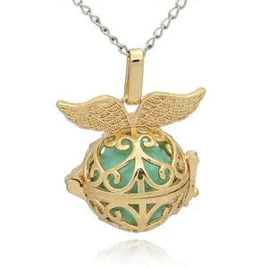 Golden Tone Brass Hollow Round Cage Pendants