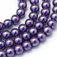 Baking Painted Pearlized Glass Pearl Round Bead Strands