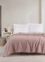 Přehoz 200x230 waffle - růžová, bílá