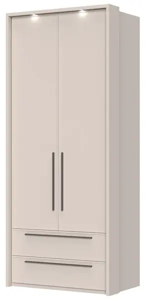Dvoudveřová šatní skříň se zásuvkami led osvětlením baptiste - béžová