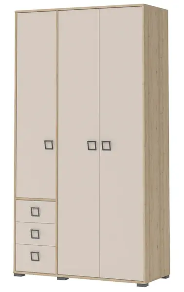 Třídveřová kombinovaná šatní skříň i sloane - buk/béžová