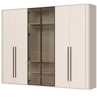 Šestidveřová šatní skříň s osvětlením a dvěma prosklenými dveřmi