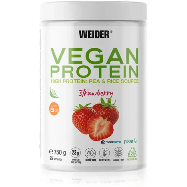 Weider Vegan Protein hrachový proteín príchuť Strawberry 750 g
