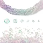 6 Styles Gradient Color Transparent Painted Glass Beads Strands