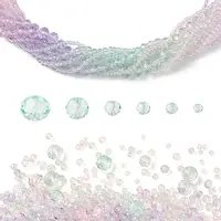 6 Styles Gradient Color Transparent Painted Glass Beads Strands