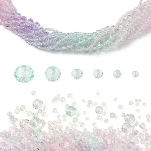 6 Styles Gradient Color Transparent Painted Glass Beads Strands