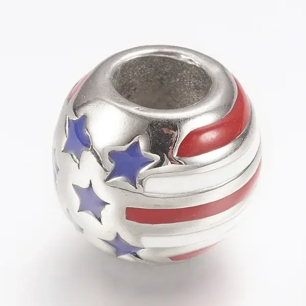 316 Surgical Stainless Steel Enamel European Beads