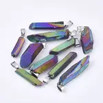 Electroplate Natural Quartz Crystal Pendants