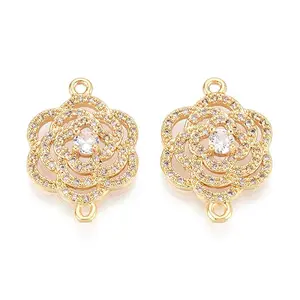 Brass Pave Clear Cubic Zirconia Links/Connector Charms