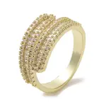 Brass Micro Pave Cubic Zirconia Open Cuff Ring