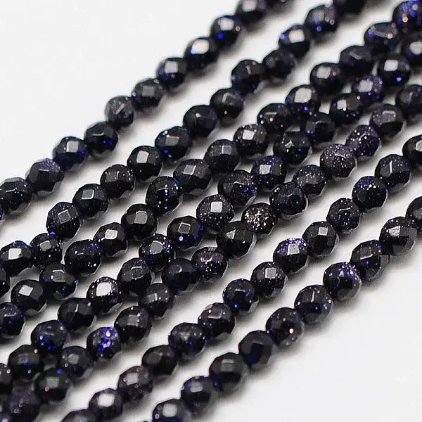 Synthetic Blue Goldstone Beads Strands