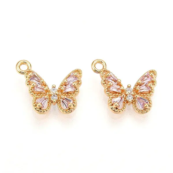 Brass Micro Pave Cubic Zirconia Charms