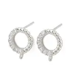 Brass Micro Pave Clear Cubic Zirconia Ring Stud Earring Findings