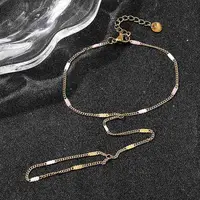 304 Stainless Steel Enamel Link Ring Bracelets for Women