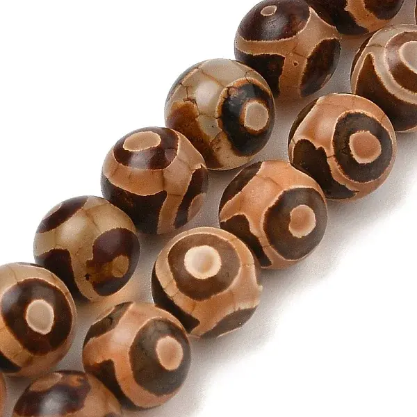 Natural Tibetan 3-Eye dZi Agate Beads Strands
