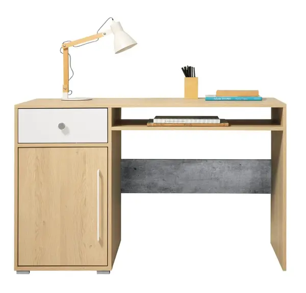 Psací stůl barney - dub/šedá/bílá