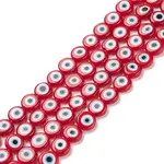 Handmade Evil Eye Lampwork Flat Round Bead Strands