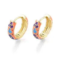 Colorful Enamel Flower Hoop Earrings