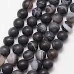 Natural Black Agate Bead Strands