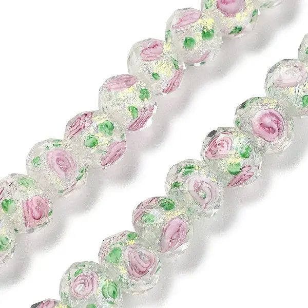 Handmade Foil Lampwork Beads Strands
