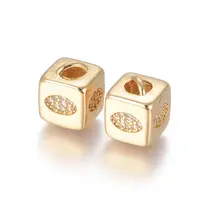 Brass Micro Pave Cubic Zirconia Beads