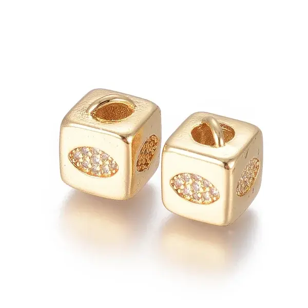 Brass Micro Pave Cubic Zirconia Beads