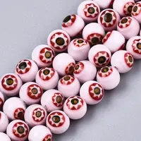 Round Millefiori Glass Beads Strands