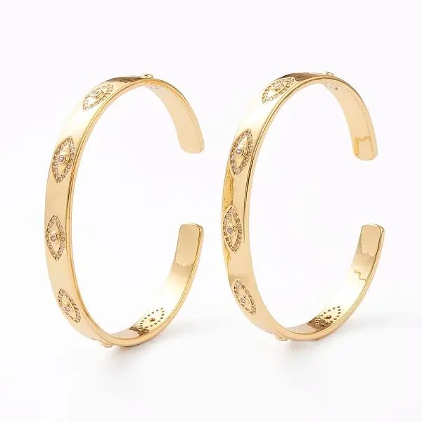 Brass Micro Pave Cubic Zirconia Cuff Bangles