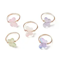 Glass Butterfly Beaded Finger Rings