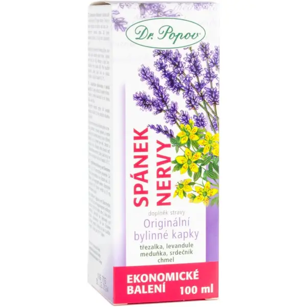 Dr. Popov Originální bylinné kapky Spánek a nervy bylinná tinktura pro podporu duševní rovnováhy 100 ml