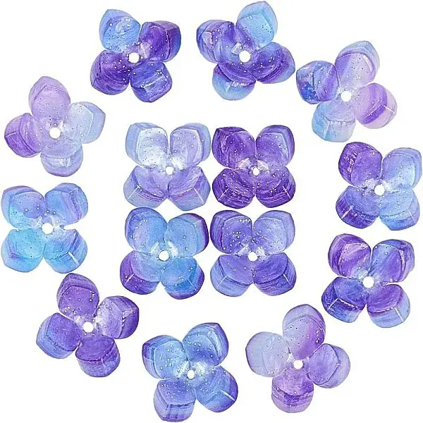 4-Petal Cellulose Acetate(Resin) Bead Caps