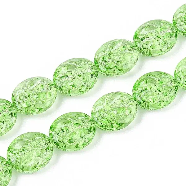 Baking Paint Transparent Glass Beads Strands