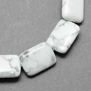 Rectangle Shaped Gemstone Natural Howlite Stone Beads Strands