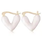Enamel Heart Hoop Earrings