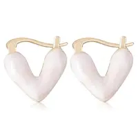 Enamel Heart Hoop Earrings