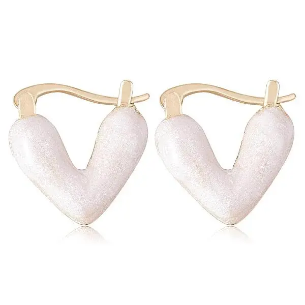 Enamel Heart Hoop Earrings