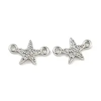 Brass Micro Pave Clear Cubic Zirconia Connector Charms