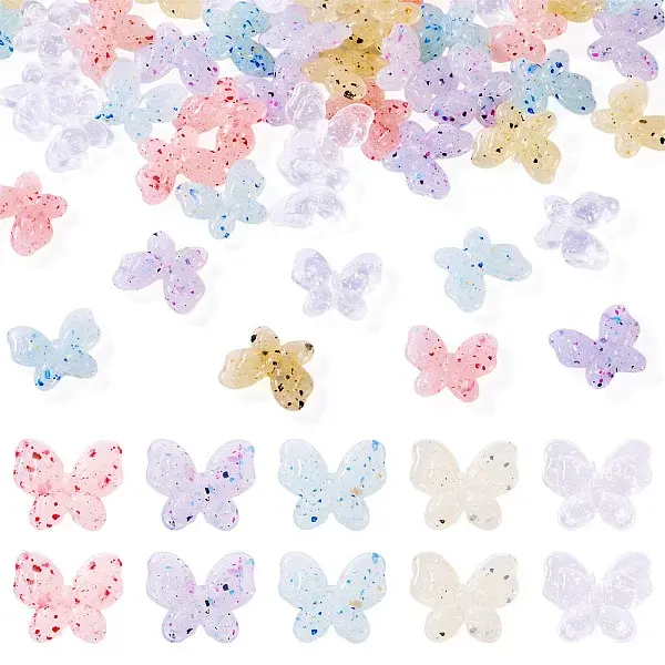 50Pcs 5 Colors Marbled Stone Style Opaque Acrylic Beads