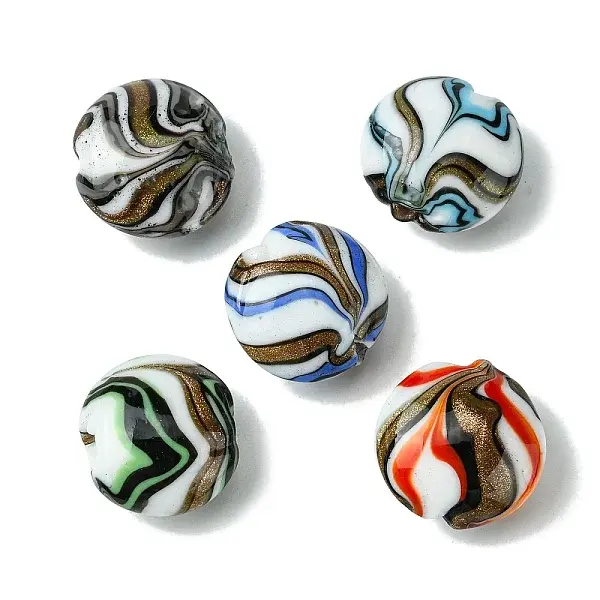 Handmade Gold Sand Lampwork Beads