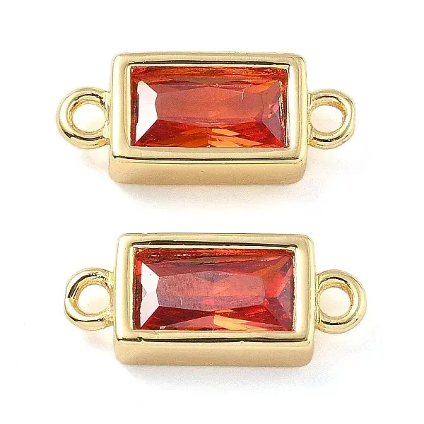 Brass Pave Glass Rectangle Connector Charms