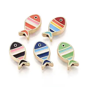 Light Gold Tone Alloy Enamel Beads