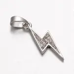 Lightning Bolt Brass Micro Pave Cubic Zirconia Pendants