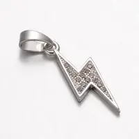 Lightning Bolt Brass Micro Pave Cubic Zirconia Pendants
