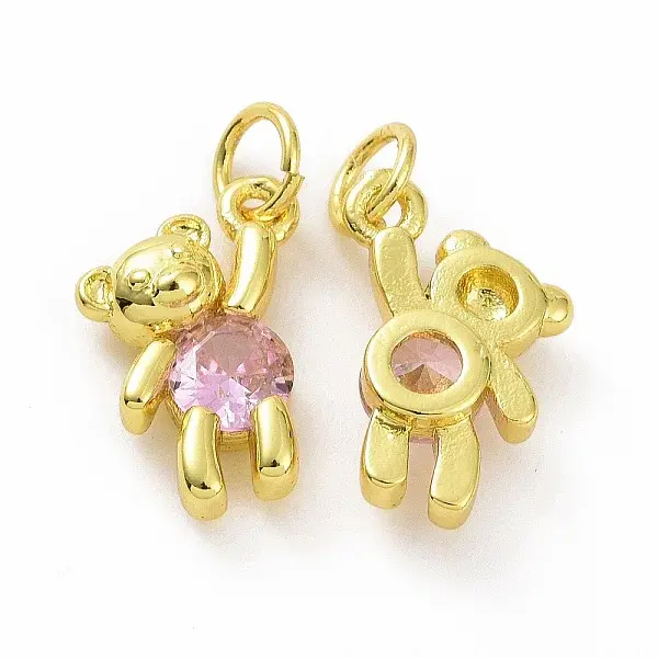 Brass Micro Pave Clear Cubic Zirconia Charms